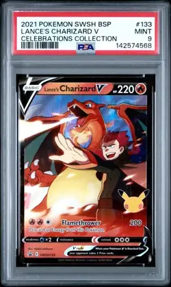 Pokemon Celebrations Lance's Charizard V Promo Full Art #SWSH133 PSA 9 Mint - Image 1