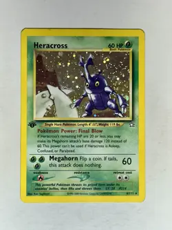 Heracross Holo Rare 1st Edition Neo Genesis 6/111 Pokemon TCG HP DAMAGE SEE PICS - Image 1