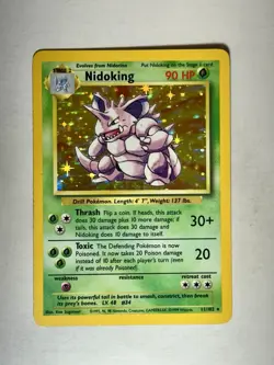 Nidoking Base Set Unlimited Holo Rare 11/102 Pokemon TCG LP - Image 1