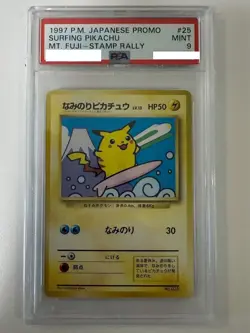 PSA 9 MT. FUJI Surfing Pikachu Pokemon 1997 JR Stamp Rally Promo Japanese 025 - Image 1