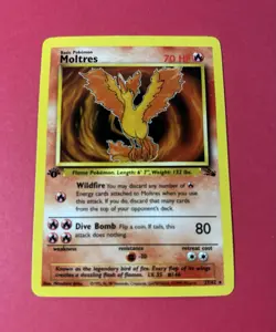 Moltres 27/62 Fossil Regular Non Holo 1st Edition Pokemon WOTC NM/LP - Image 1