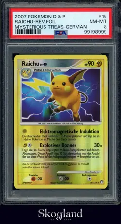 2007 POKEMON D&P RAICHU REV.FOIL MYSTERIOUS TREAS PSA 9 MINT - Image 1