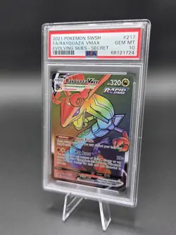 2021 Pokemon Rayquaza VMAX Rainbow Secret Rare 217/203 Evolving Skies PSA 10 - Image 1