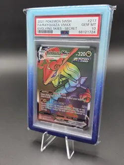 2021 Pokemon Rayquaza VMAX Rainbow Secret Rare 217/203 Evolving Skies PSA 10 - Image 4