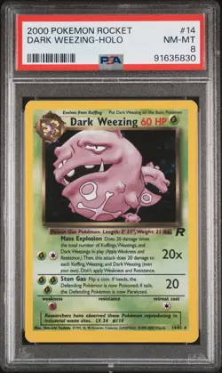 2000 Pokemon Team Rocket Dark Weezing Holo PSA 8 - Image 1
