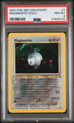 2001 Pokemon Neo Discovery Magnemite Holo PSA 8 - Image 1