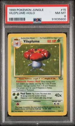 1999 Pokemon Jungle Vileplume Holo PSA 8 - Image 1