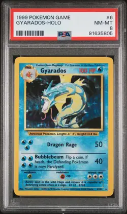1999 Pokemon Base Set Gyarados Holo PSA 8 - Image 1