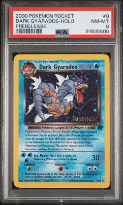 2000 Pokemon Team Rocket Dark Gyarados Holo Prerelease PSA 8 - Image 1
