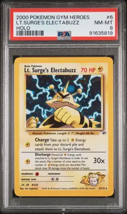 2000 Pokemon Gym Heroes Lt. Surge’s Electabuzz Holo PSA 8 - Image 1