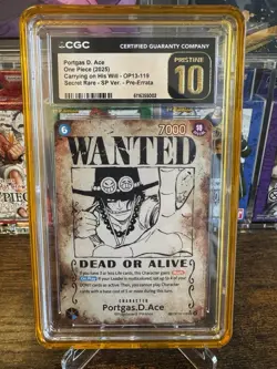 Portgas.D.Ace (SP) Op13-19 *ERROR* Wanted Poster ENGLISH CGC PRISTINE 10 - Image 1