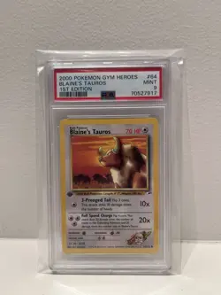 PSA 9 Wotc Pokemon 1st Edition Blaine’s Tauros - Gym Heroes #64 - Image 1