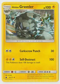 2017 Pokemon Sun and Moon Crimson Invasion 33/111 Graveler U - Image 1
