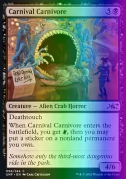 MTG Magic the Gathering Carnival Carnivore (68/654) Unfinity NM FOIL - Image 1