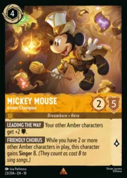 1x Mickey Mouse-Amber Champion 23/204 Whispers in the Well Non-Foil Lorcana - Image 1