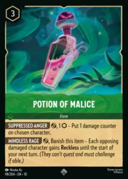 1x Potion Of Malice 98/204 Whispers in the Well Non-Foil Disney Lorcana - Image 1