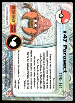 Pokemon Cards Parasect #47 Topps Trading Cards Series 1 LP *4 - Image 2