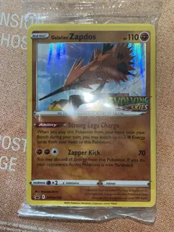 Pokemon TCG Galarian Zapdos Evolving Skies SWSH124 Holo Promo Card - Image 1
