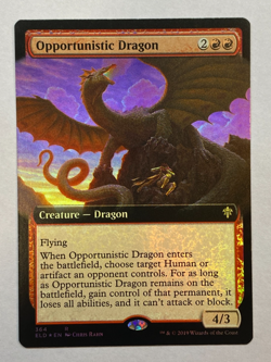 MTG - Opportunistic Dragon - Extended Art - FOIL - Throne of Eldraine - Image 1