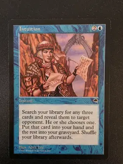 Intuition Tempest Instant Rare Blue April Lee Wizards 1997 English MTG - Image 1