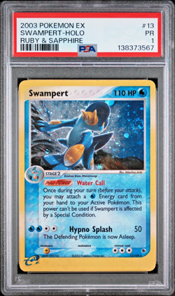SWIRL PSA 1 2003 Pokemon EX Ruby & Sapphire Swampert Holo Foil Rare 13/109 - Image 1