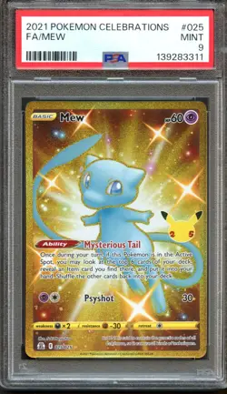 Mew 025/025 Celebrations Full Art PSA 9 Mint Pokemon Card - Image 1