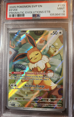 2025 POKEMON PRISMATIC EVOLUTIONS ETB PROMO ENGLISH #173 EEVEE PSA 9 Graded - Image 1