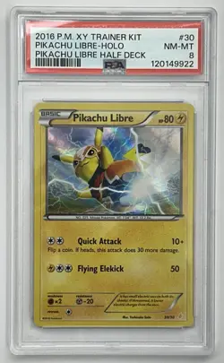 2016 POKEMON XY TRAINER KIT PIKACHU LIBRE HALF DECK #30 PIKACHU LIBRE-HOLO PSA 8 - Image 1