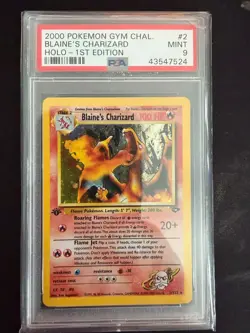 Pokemon PSA 9 1st Edition Gym Challenge Blaine's Charizard Holo - Image 1