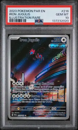 2023 POKEMON PAR EN-PARADOX RIFT ILLUSTRATION RARE #216 IRON JUGULIS PSA 10 - Image 1