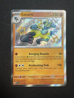 Pokemon TCG Paldean Fates Lucario Holo Rare Card #174/091 NM/M Condition - Image 1