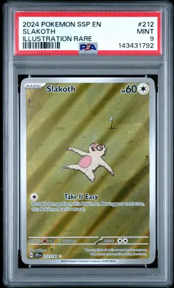 2024 POKEMON SSP EN-SURGING SPARKS ILLUSTRATION RARE #212 SLAKOTH PSA 9 - Image 1