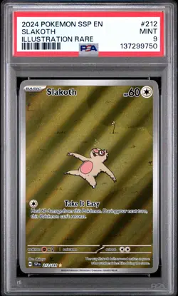 2024 POKEMON SSP EN-SURGING SPARKS ILLUSTRATION RARE #212 SLAKOTH PSA 9 - Image 1