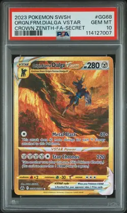 2023 Pokemon Crown Zenith Origin Forme Dialga VSTAR PSA 10 Gem Mint #GG68/GG70 - Image 1