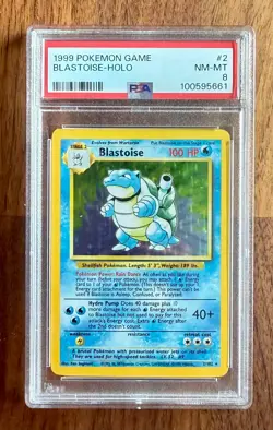 1999 Pokemon Base Set Blastoise Holo #2 PSA 8 - Image 1