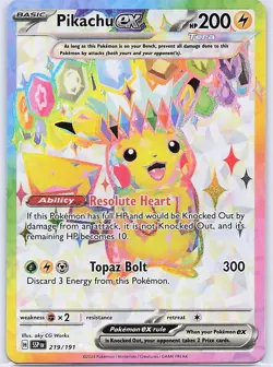 Pikachu ex 219/191 SV08: Surging Sparks Ultra Rare - Pokemon TCG - NM - Image 1