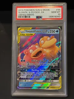 Pokemon Slowpoke & Psyduck GX #35/236 Sm-Unified Minds PSA 10 GEM MINT - Image 1