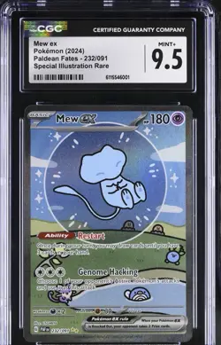 CGC 9.5 Mew ex SIR Paldean Fates 232/091 SV PAF EN Pokemon Card Shining Bubble - Image 1