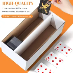 Yexiya 4 Pack 1600 Count Trading/Gaming Card Storage Box 2 Row Cardboard Stor... - Image 2