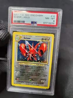 2001 Pokemon Neo Discovery Scizor Unlimited Holo #10 PSA 8 Graded Pokemon Card - Image 3