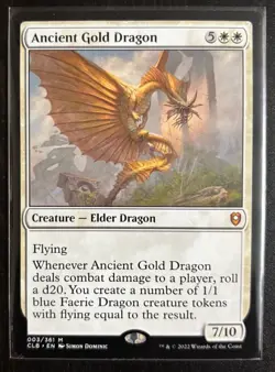 Mtg Ancient Gold Dragon CLB 3/361 NM Unplayed Baldurs Gate Pack To Sleeve - Image 1