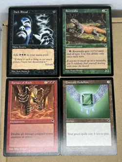 Lot Of 4 Tempest MTG LP (Emerald Medallion, Furnace Of Wrath, Dark Ritual, +1) - Image 1