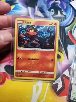 Pokemon S&M Promotional/Promo Holographic Litten SM02 Black Star NM - Image 1