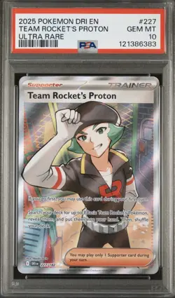 2025 POKEMON DRI EN-DESTINED RIVALS ULTRA RARE #227 TEAM ROCKET'S PROTON PSA 10 - Image 1