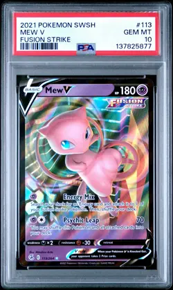 2021 POKEMON SWORD & SHIELD FUSION STRIKE #113 MEW V PSA 10 - Image 1