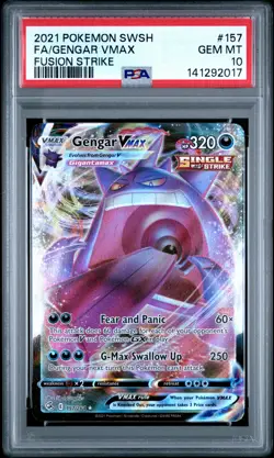 2021 Pokemon Fusion Strike #157 Gengar Vmax PSA 10 - Image 1