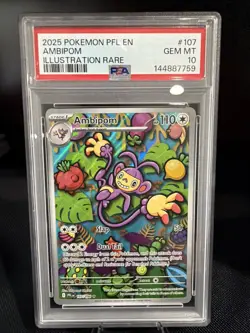 Pokemon TCG Ambipom Illustration PFL 107 PSA 10 Full Art Holo Ultra Rare - Image 1