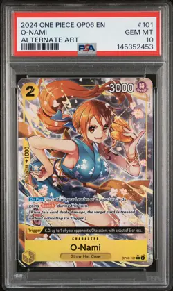 2024 ONE PIECE OP06-WINGS OF THE CAPTAIN 101 O-NAMI ALT ART PSA 10 - Image 1