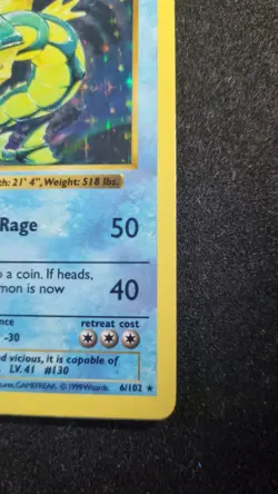 Gyarados 6/102 Shadowless Base Set Holo Rare Pokemon Card 1999 WOTC TCG Pokemon - Image 5