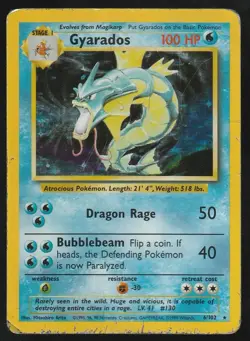 Pokemon TCG Gyarados Base Set 6/102 Holo Unlimited Holo Rare HP - Image 1